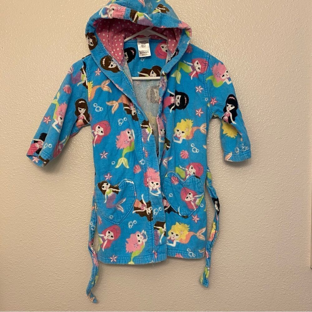 Saint Eve Swim blue Mermaid hooded swim towel bathrobe Size S 5/6